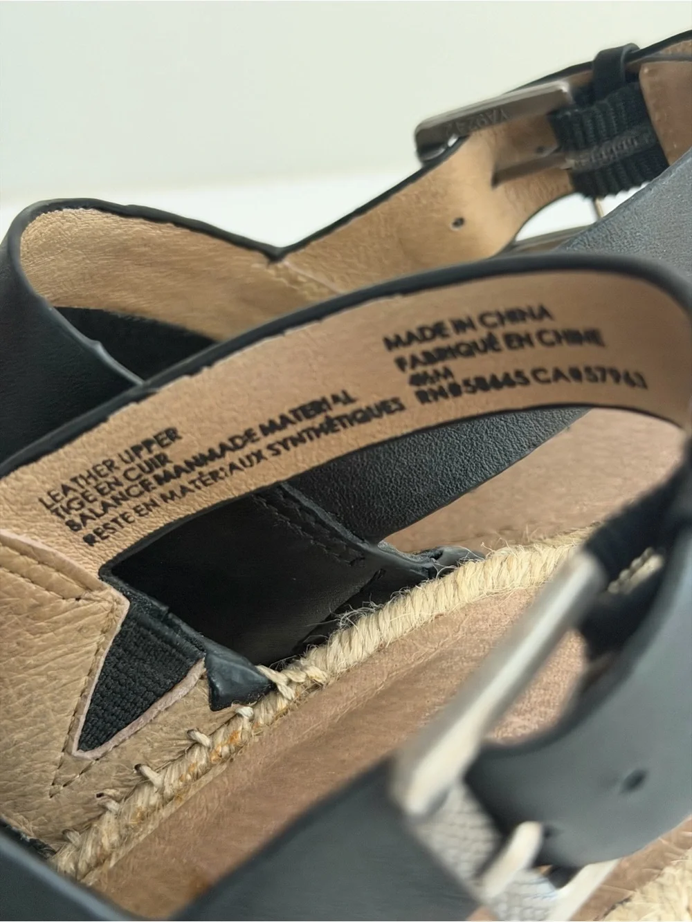 Caslon Black Leather Espadrille Wedge Slingback